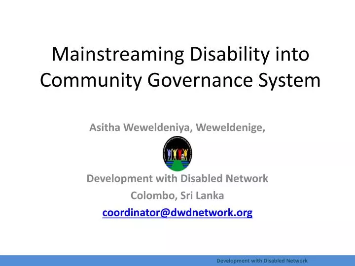mainstreaming disability into community governance system