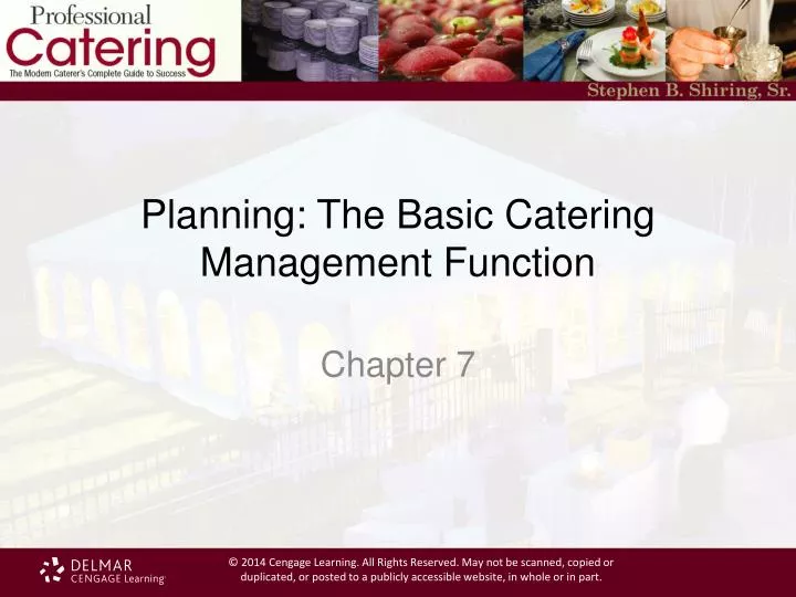 planning the basic catering management function
