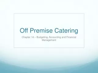 Off Premise Catering
