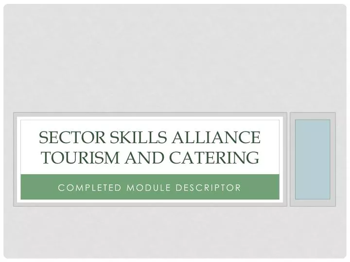 sector skills alliance tourism and catering
