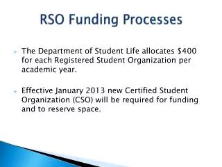 RSO Funding Processes