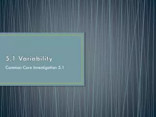 5.1 Variability