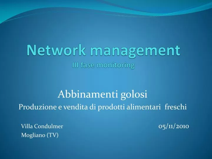 network management iii fase monitoring
