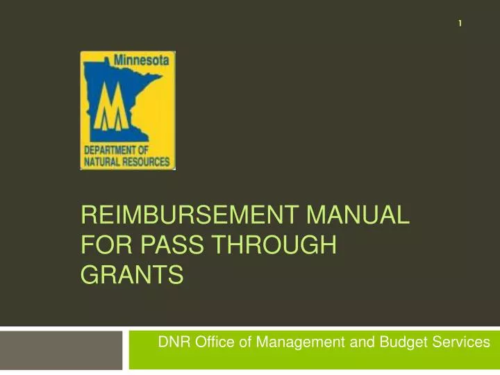 reimbursement manual for pass through grants