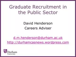 Graduate Recruitment in the Public Sector