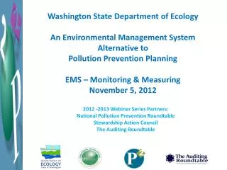 Washington State Department of Ecology An Environmental Management System Alternative to Pollution Prevention Planning
