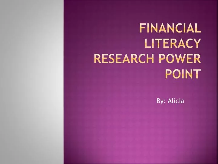 financial literacy research power point