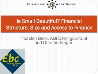Is Small Beautiful? Financial Structure , Size and Access to Finance
