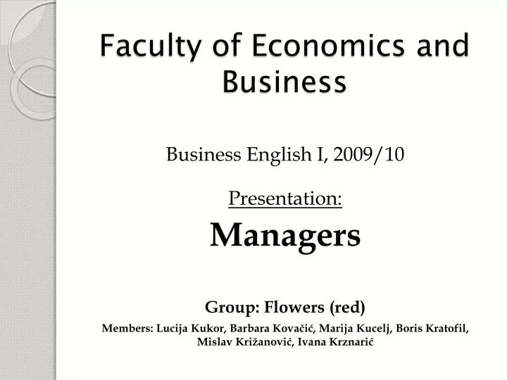 faculty of economics and business