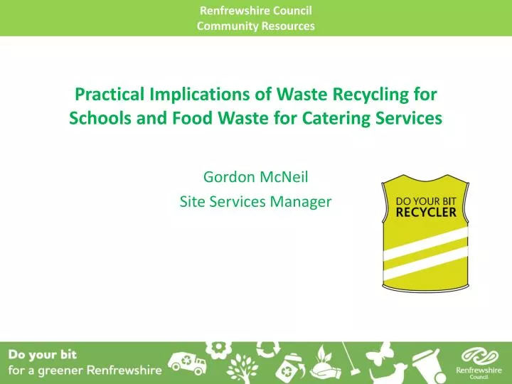 practical implications of waste recycling for schools and food waste for catering services
