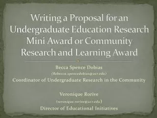 Writing a Proposal for an Undergraduate Education Research Mini Award or Community Research and Learning Award