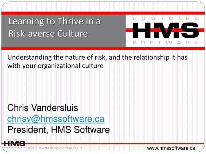 learning to thrive in a risk averse culture
