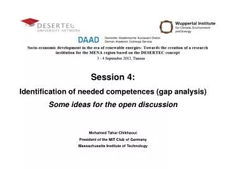 Session 4 : Identification of needed competences (gap analysis)