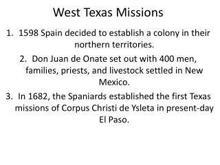 West Texas Missions