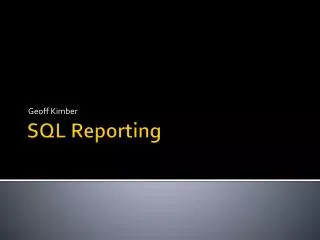 SQL Reporting