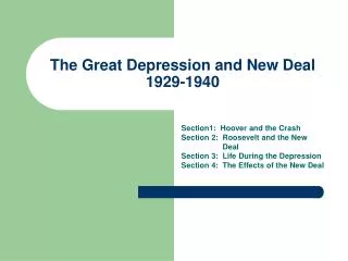 The Great Depression and New Deal 1929-1940