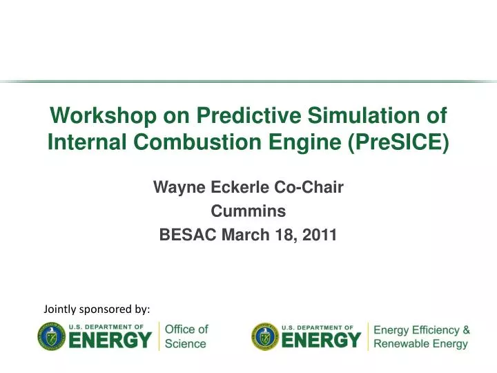 workshop on predictive simulation of internal combustion engine presice