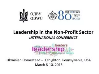 Leadership in the Non-Profit Sector INTERNATIONAL CONFERENCE