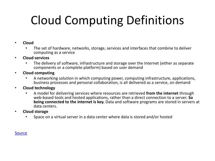 cloud computing definitions
