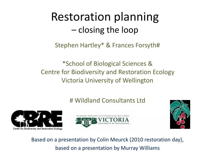 restoration planning closing the loop