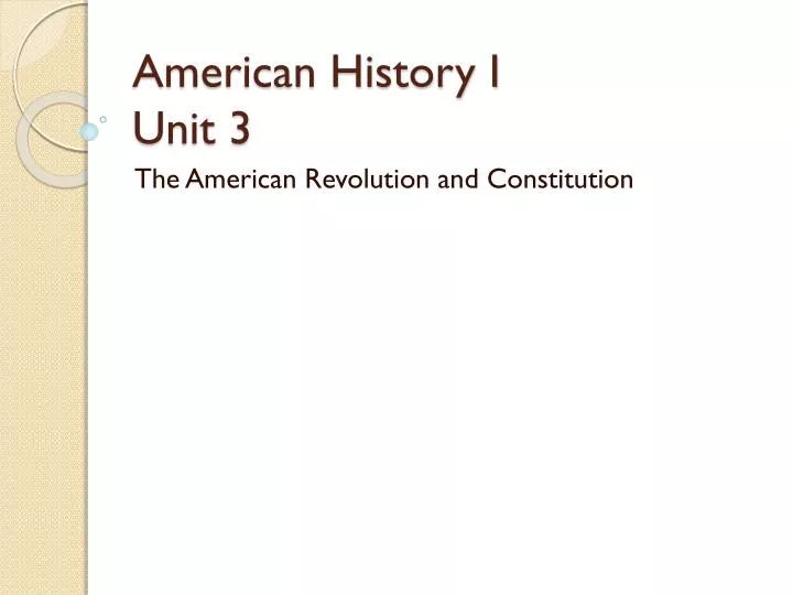 american history i unit 3