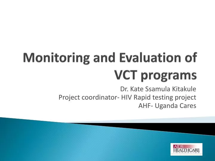 monitoring and evaluation of vct programs