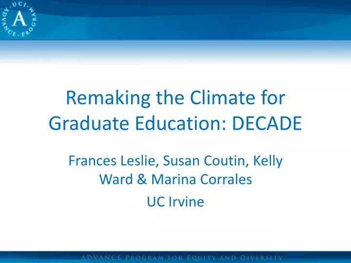 remaking the climate for graduate education decade