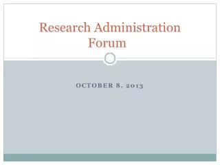 Research Administration Forum