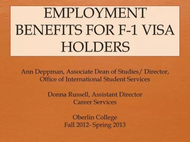 employment benefits for f 1 visa holders