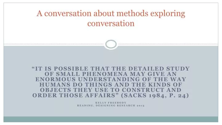 a conversation about methods exploring conversation