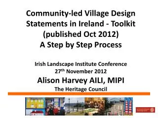 Community-led Village Design Statements in Ireland - Toolkit (published Oct 2012) A Step by Step Process Irish Landscap