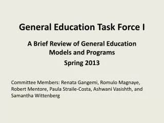 General Education Task Force I