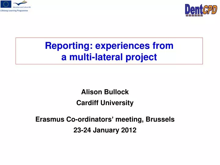 reporting experiences from a multi lateral project