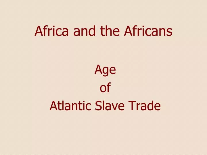 africa and the africans