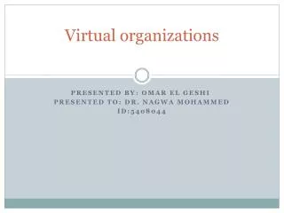 Virtual organizations