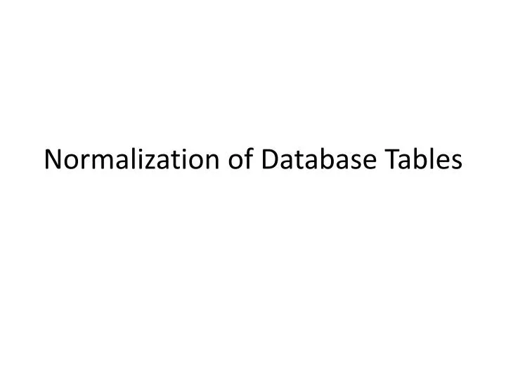 normalization of database tables