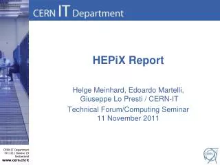 HEPiX Report