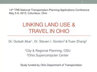 Linking Land Use &amp; Travel in Ohio