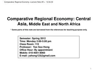 Comparative Regional Economy : Central Asia, Middle East and North Africa