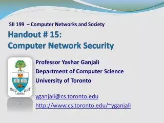 Handout # 15: Computer Network Security