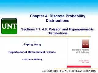 Chapter 4. Discrete Probability Distributions Sections 4.7, 4.8: Poisson and Hypergeometric Distributions