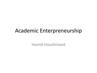 Academic Enterpreneurship