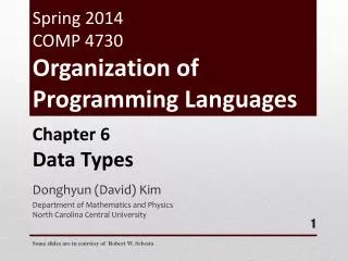 Spring 2014 COMP 4730 Organization of Programming Languages