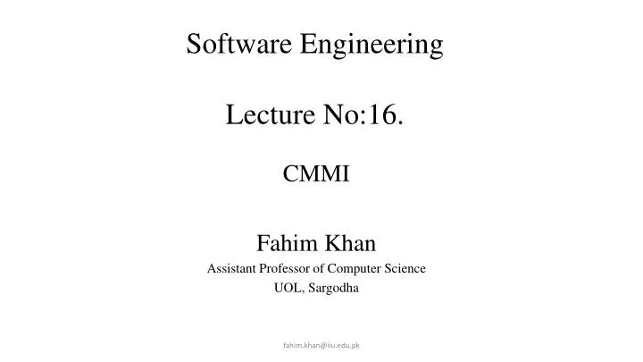 software engineering lecture no 16 lecture 7