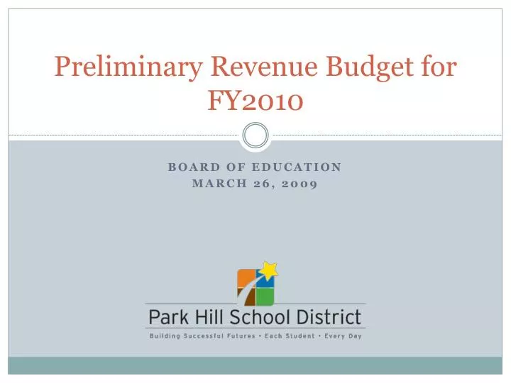 preliminary revenue budget for fy2010