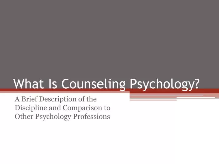 what is counseling psychology