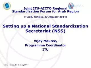 Setting up a National Standardization Secretariat (NSS)