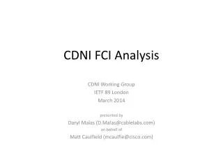 CDNI FCI Analysis