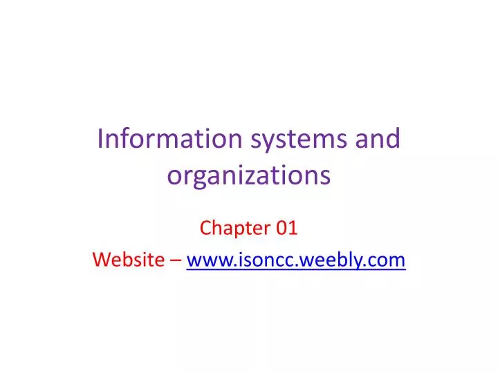 information systems and organizations