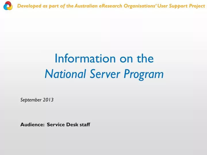 information on the national server program